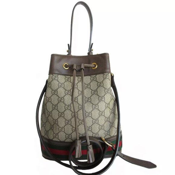 Auth GUCCI GG Supreme Handbag Crossbody Shoulder Bag Brown PVC/leather - Picture 1 of 13